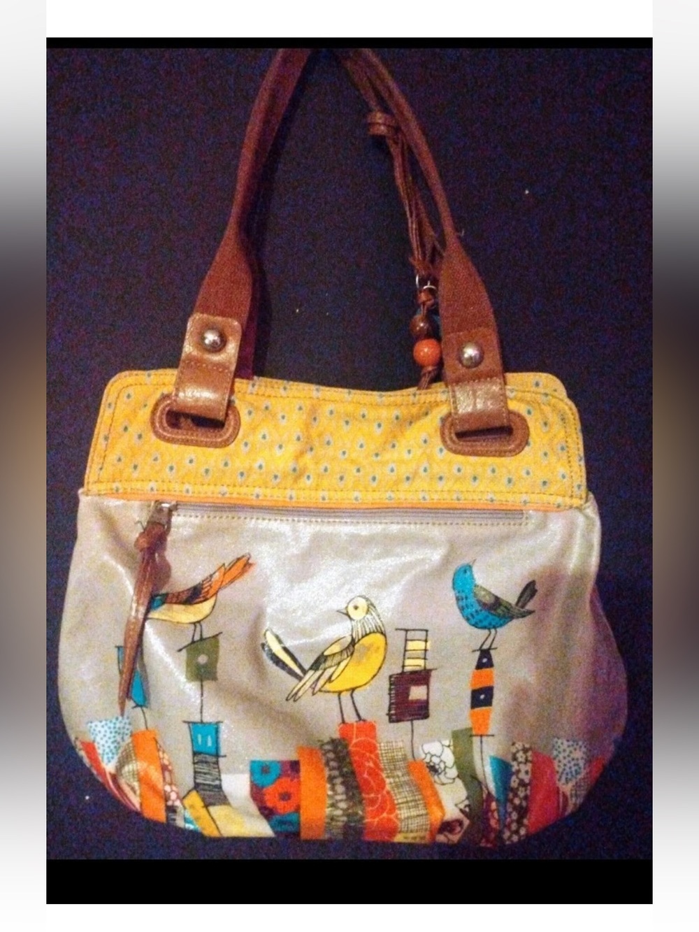 Key per Fossil  & Tan Bird Print Women’s Shoulder Bag